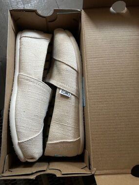 Toms Natural Canvas Slip-On Shoes in Beige